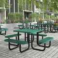 Flash Furniture Creekside 46 in Square Outdoor Picnic Table, Green Top/Seat, Black Frame, Mesh Metal Top SLF-EMS-46-GN-GG